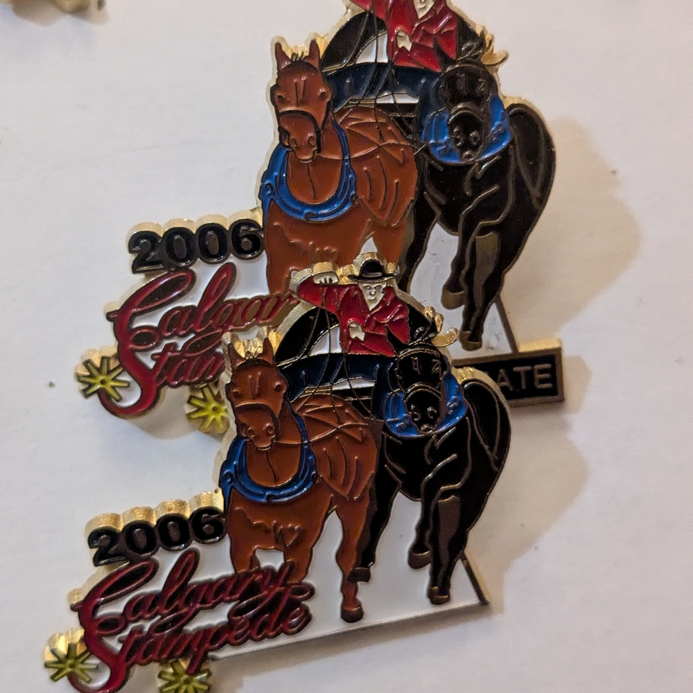 Source Unknown Calgary Stampede Brooch - Red, Brown, Black, Blue, Gold